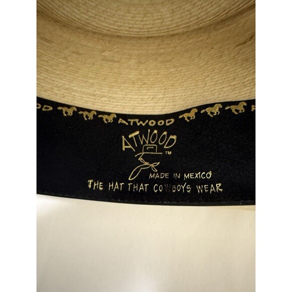Atwood Nevada Palm Leaf  15x Long Oval  Size 7 1/8 Hat Natural Cowboy Rodeo GUC - Picture 11 of 16